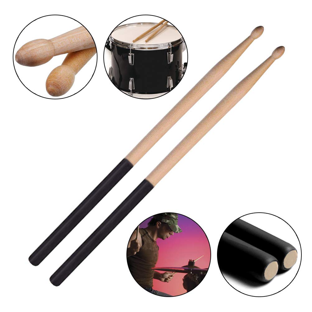 Aulufft Drum Stick Set,1 Pair 5A Classic Maple Wood Drum Sticks And 1 Pair Retractable Drum Wire Brushes And 1 Pair Rods Drum Br